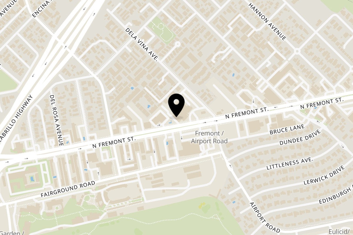 Map showing the location of Monterey Cookhouse on 2149 N Fremont St in Monterey